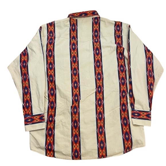 Vintage Wrangler Western Cowboy Shirt Long Sleeve decorative Button Down Rare - Picture 2 of 4
